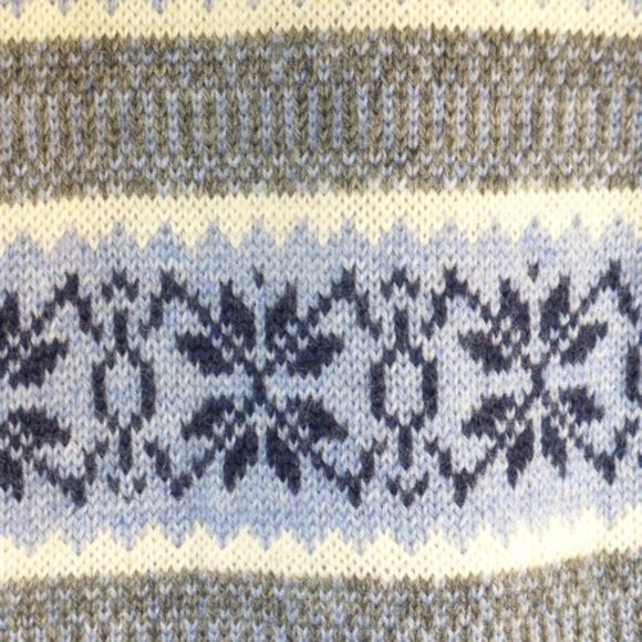 JUMPERS NEW ZEALAND FAIR ISLE wool blue gray navy cream crewneck retro sweater M - Picture 4 of 4